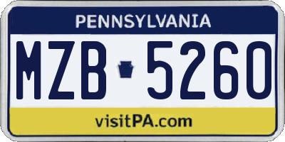 PA license plate MZB5260
