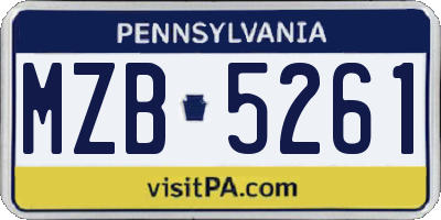 PA license plate MZB5261