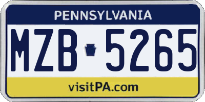 PA license plate MZB5265