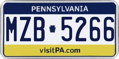 PA license plate MZB5266