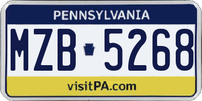PA license plate MZB5268