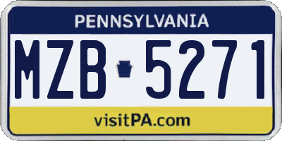 PA license plate MZB5271