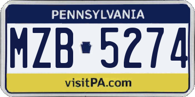 PA license plate MZB5274