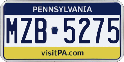 PA license plate MZB5275