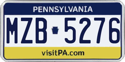 PA license plate MZB5276