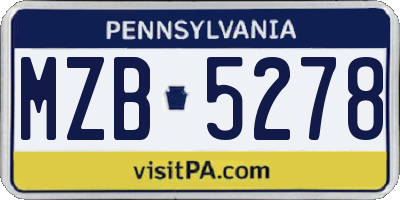 PA license plate MZB5278