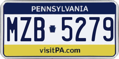 PA license plate MZB5279