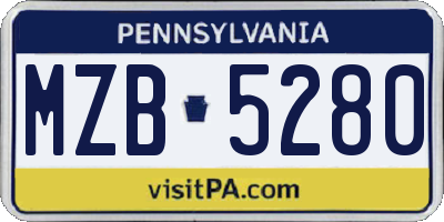 PA license plate MZB5280