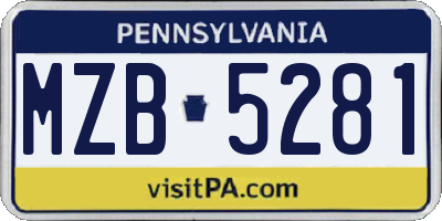 PA license plate MZB5281