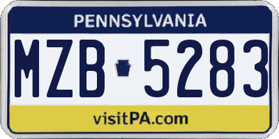 PA license plate MZB5283