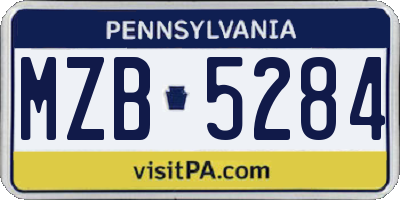 PA license plate MZB5284