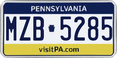 PA license plate MZB5285