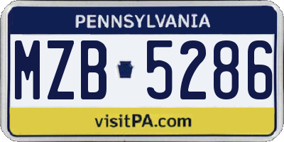 PA license plate MZB5286
