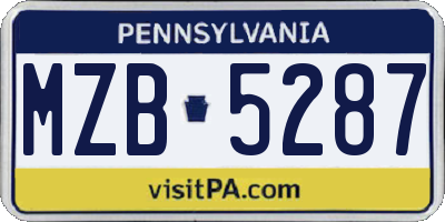 PA license plate MZB5287