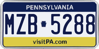 PA license plate MZB5288