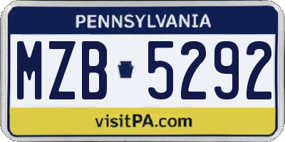 PA license plate MZB5292