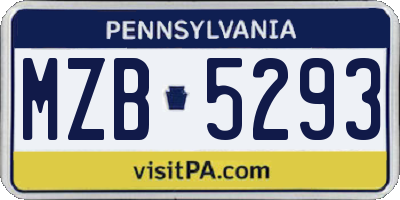 PA license plate MZB5293