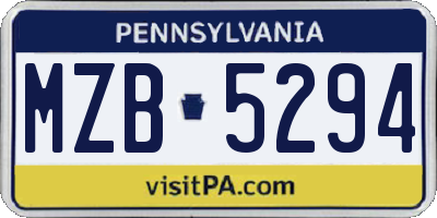 PA license plate MZB5294