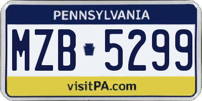 PA license plate MZB5299