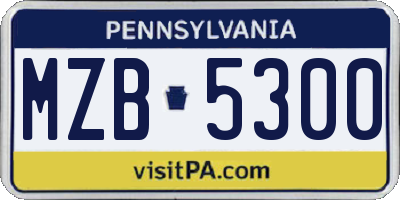 PA license plate MZB5300