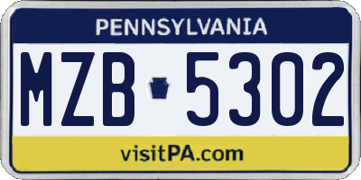 PA license plate MZB5302