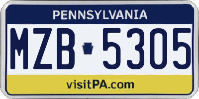 PA license plate MZB5305
