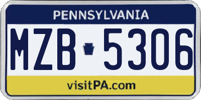 PA license plate MZB5306