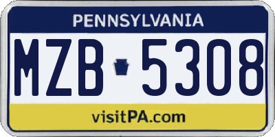 PA license plate MZB5308