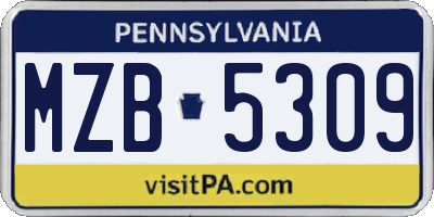 PA license plate MZB5309