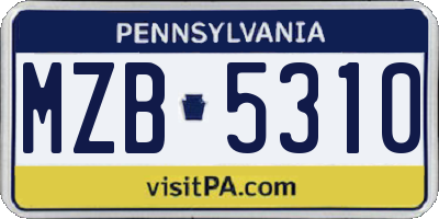PA license plate MZB5310
