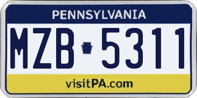 PA license plate MZB5311