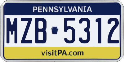 PA license plate MZB5312