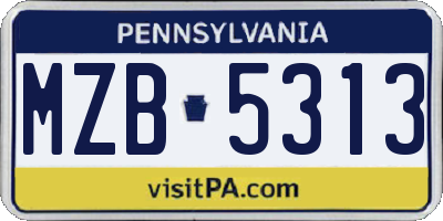 PA license plate MZB5313