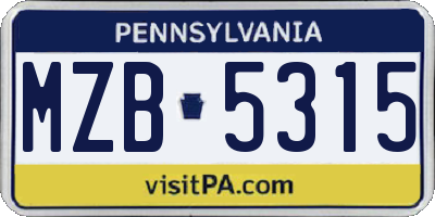 PA license plate MZB5315