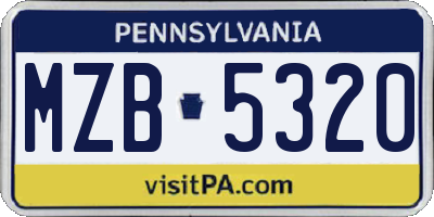 PA license plate MZB5320