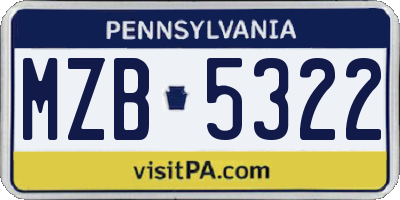 PA license plate MZB5322
