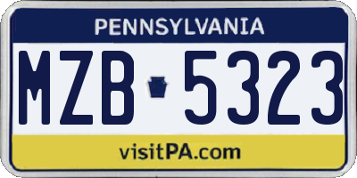 PA license plate MZB5323