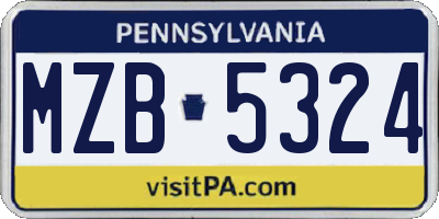 PA license plate MZB5324