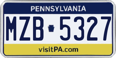 PA license plate MZB5327