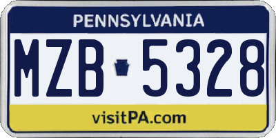 PA license plate MZB5328