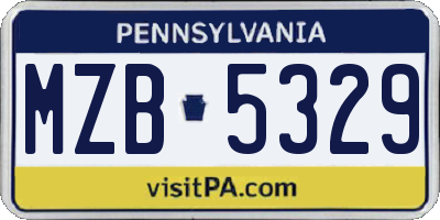 PA license plate MZB5329