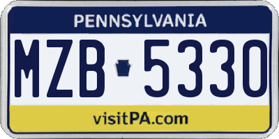 PA license plate MZB5330