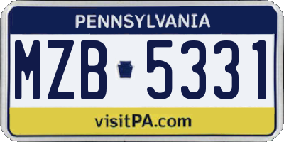 PA license plate MZB5331