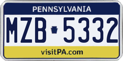 PA license plate MZB5332