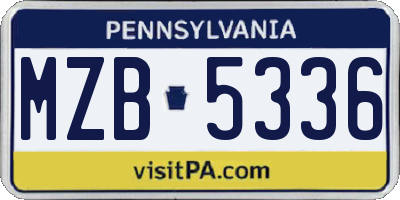 PA license plate MZB5336