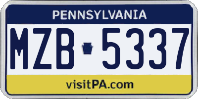 PA license plate MZB5337