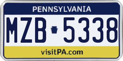 PA license plate MZB5338