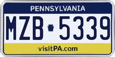 PA license plate MZB5339