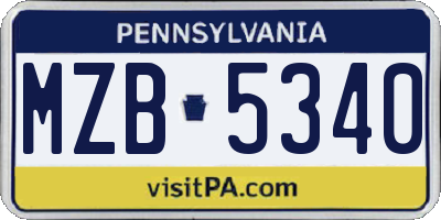 PA license plate MZB5340