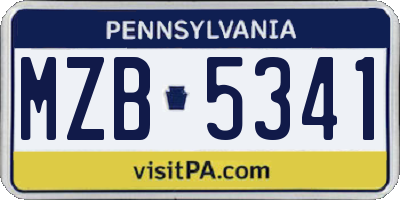 PA license plate MZB5341